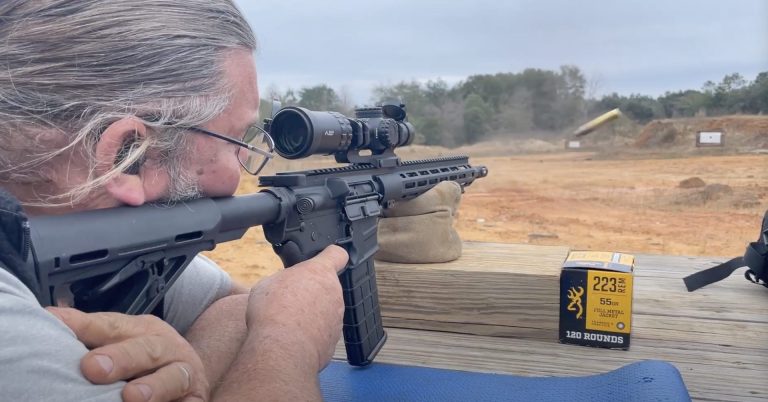 Chris Litton shooting a rifle with Primary Arms SLx 1-6x24mm LPVO scope